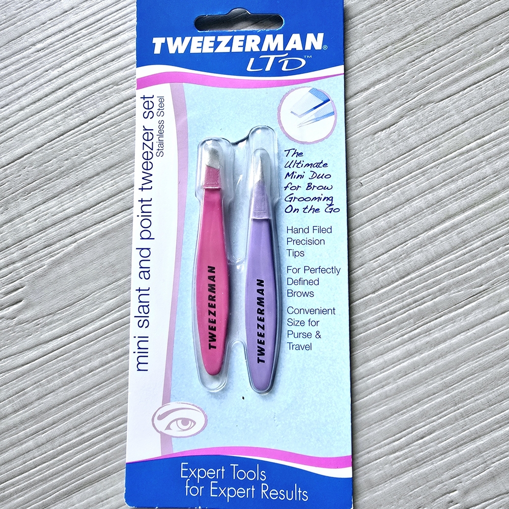 NEW! Tweezerman Mini Slant And Point Tweezer Set
